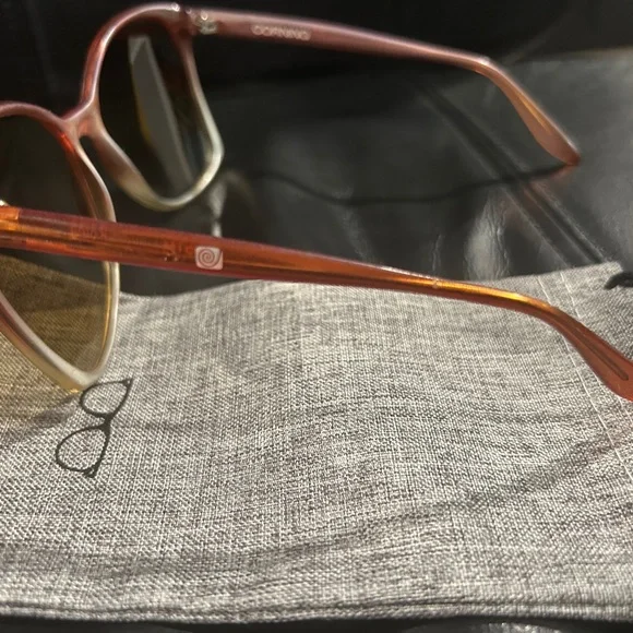 Corning Vintage oversized dark orange and beige Stylish Sunglasses - Picture 2 of 10